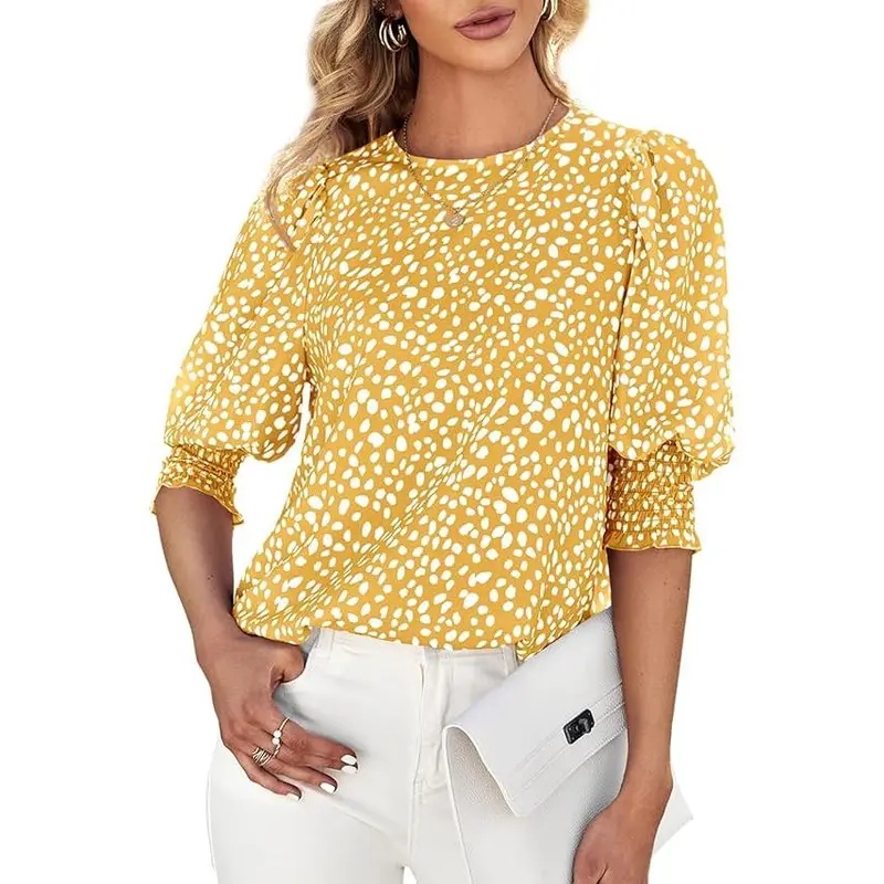 Casual Office Work Dot Sleeve Blouse Tops For Women