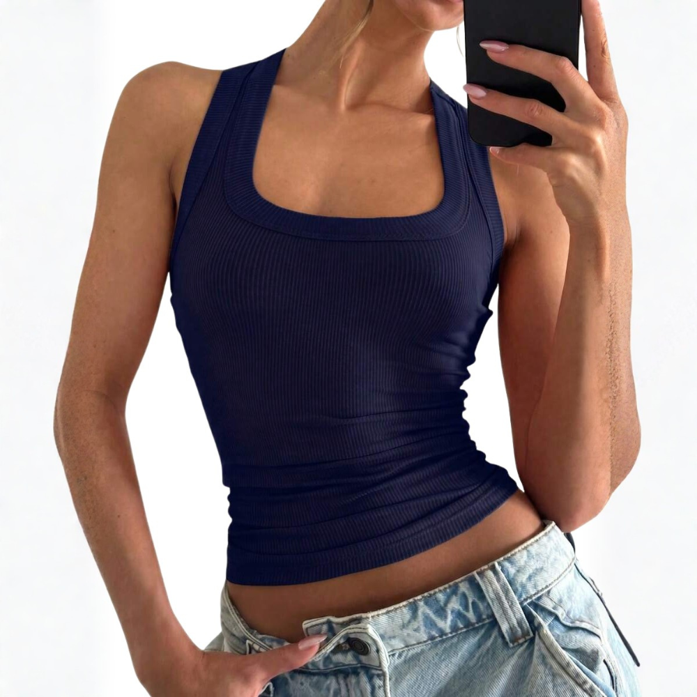 Casual Versatile Sleeveless Fit Square Crop Top For Women