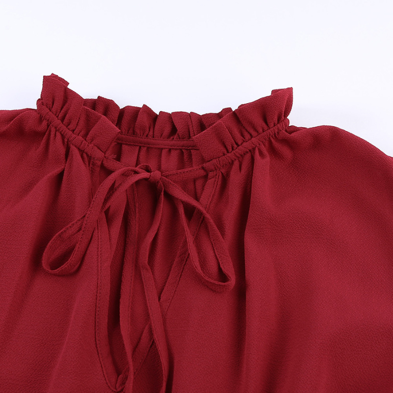 Flounce Sleeve V- Neck Casual Dress-My Comfy Blouse