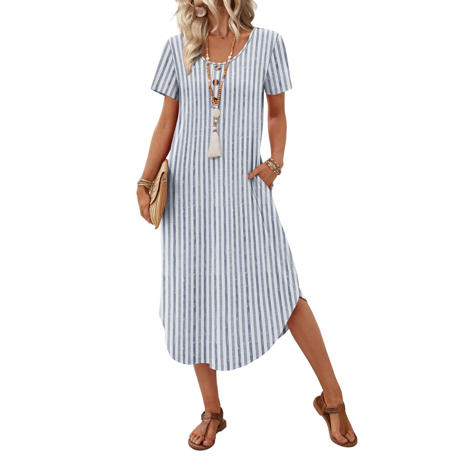 Casual Midi Resort Dresses With Pockets For Women