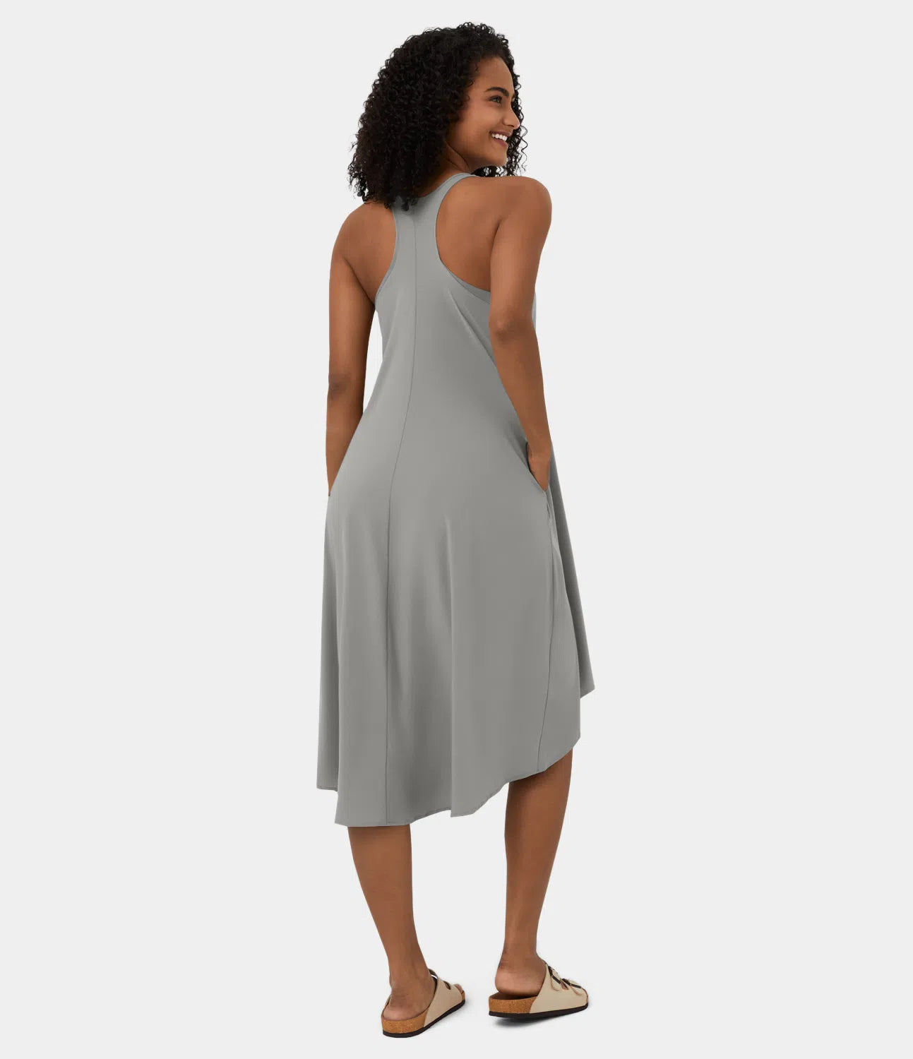 Midi Casual Dress With Backless Racerback And Side Pocket-My Comfy BlouseMidi Casual Dress With Backless Racerback And Side Pocket - Image 39