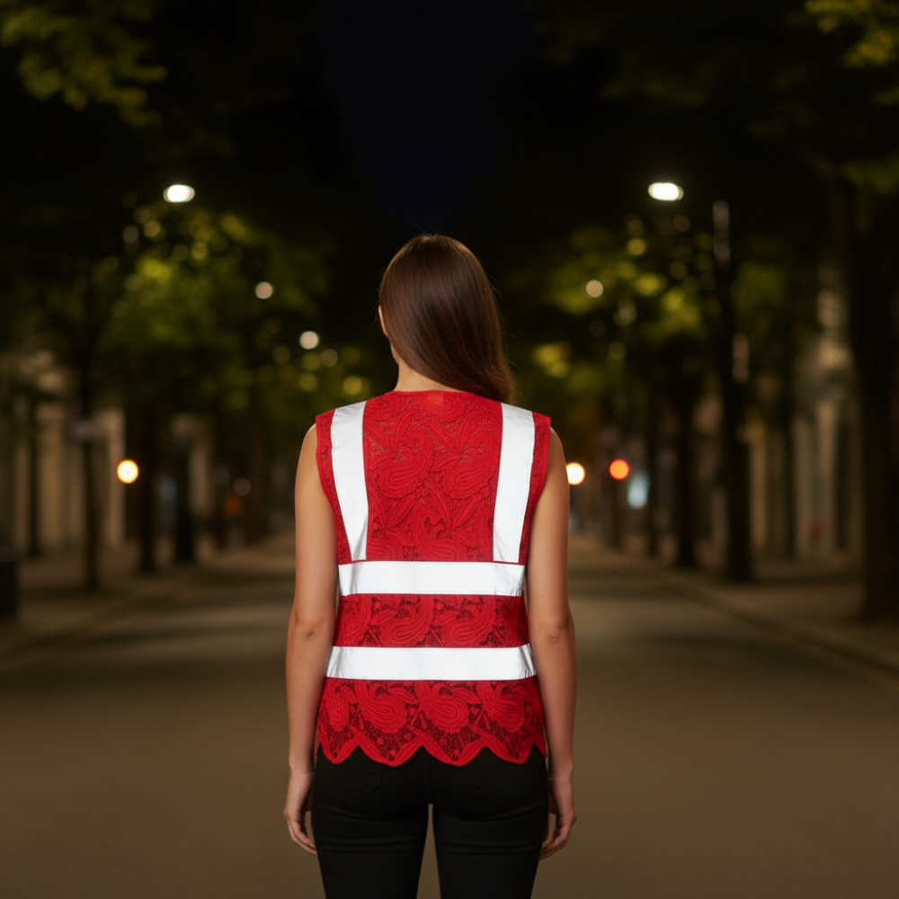 Lace Reflective Vest With Zipper