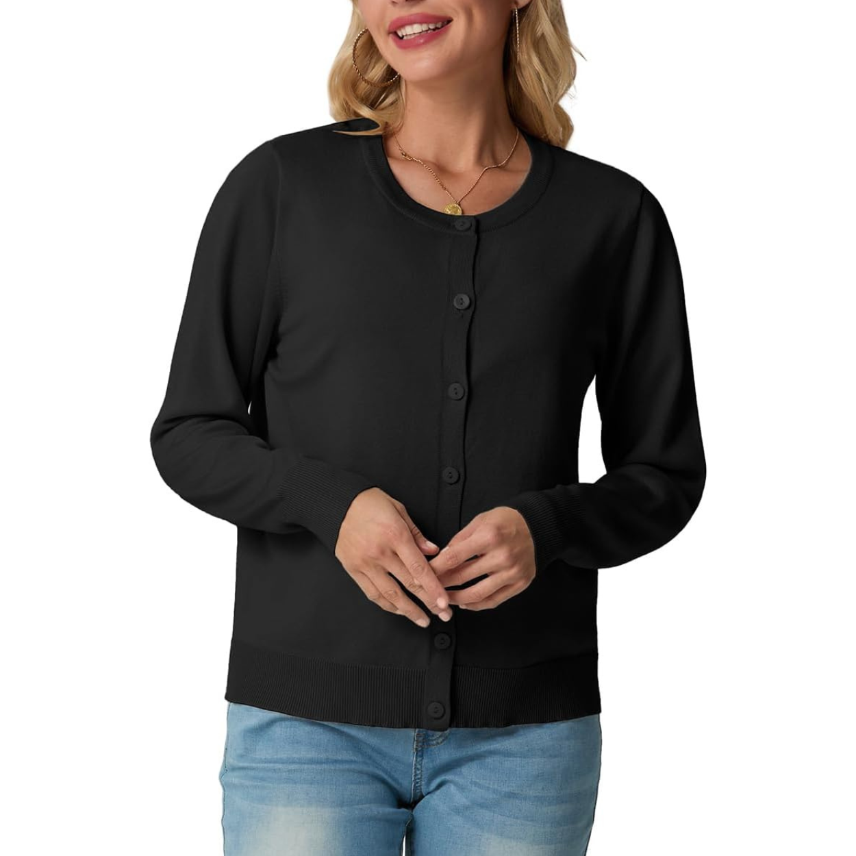 Casual Long Sleeve Knit Cardigan Sweater For Women