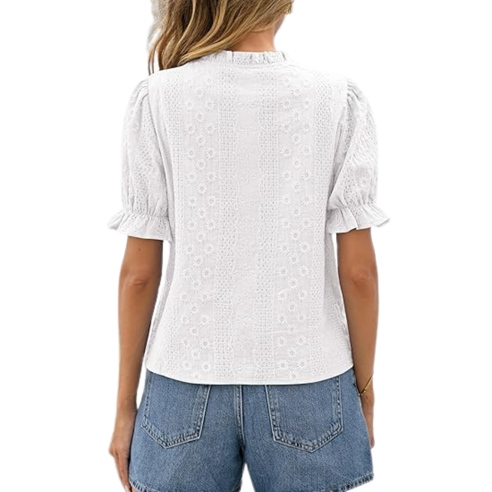 Sleeve Summer Spring Down Boho Embroidered With Button