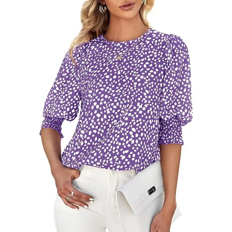 Casual Office Work Dot Sleeve Blouse Tops For Women