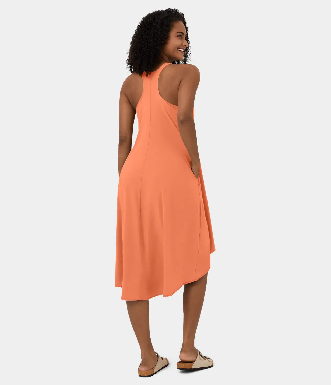 Midi Casual Dress With Backless Racerback And Side Pocket-My Comfy BlouseMidi Casual Dress With Backless Racerback And Side Pocket - Image 33