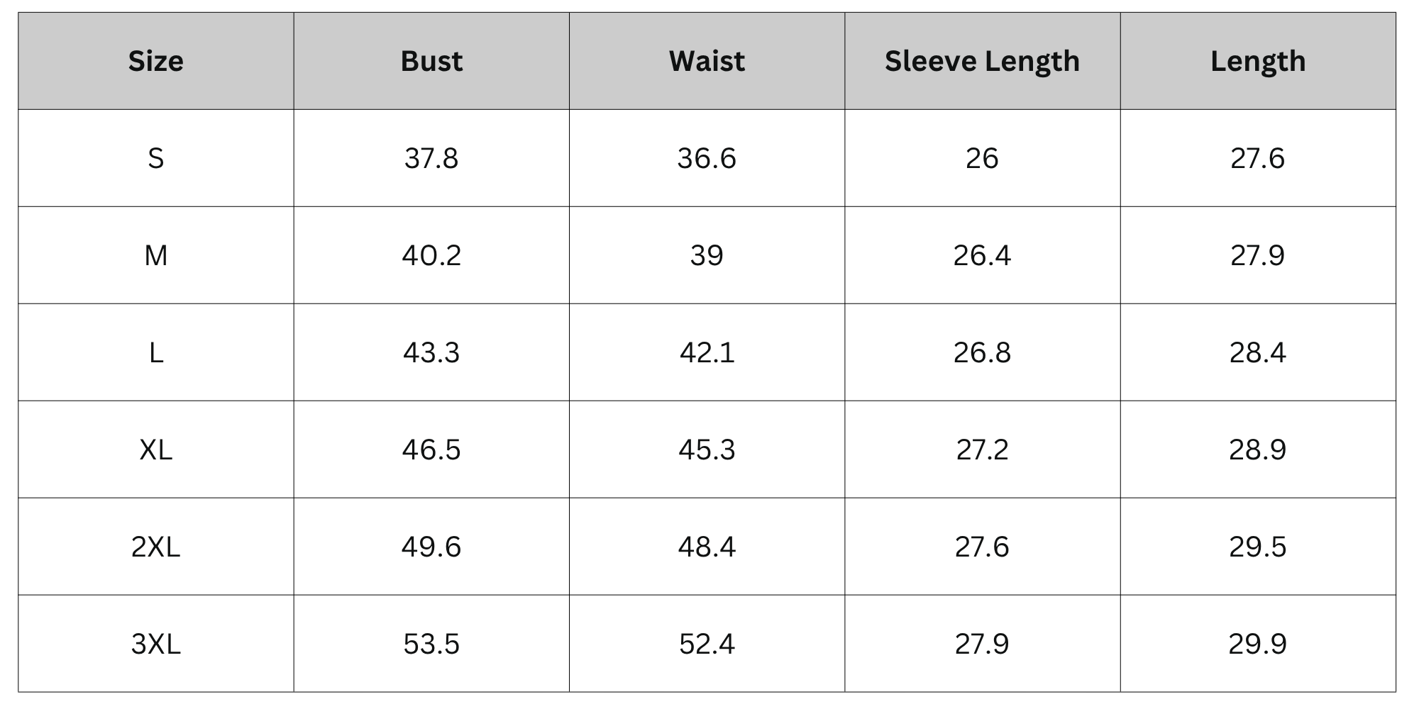 Size Chart