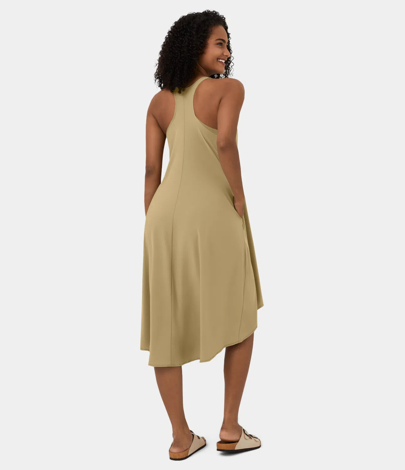 Midi Casual Dress With Backless Racerback And Side Pocket-My Comfy BlouseMidi Casual Dress With Backless Racerback And Side Pocket - Image 42