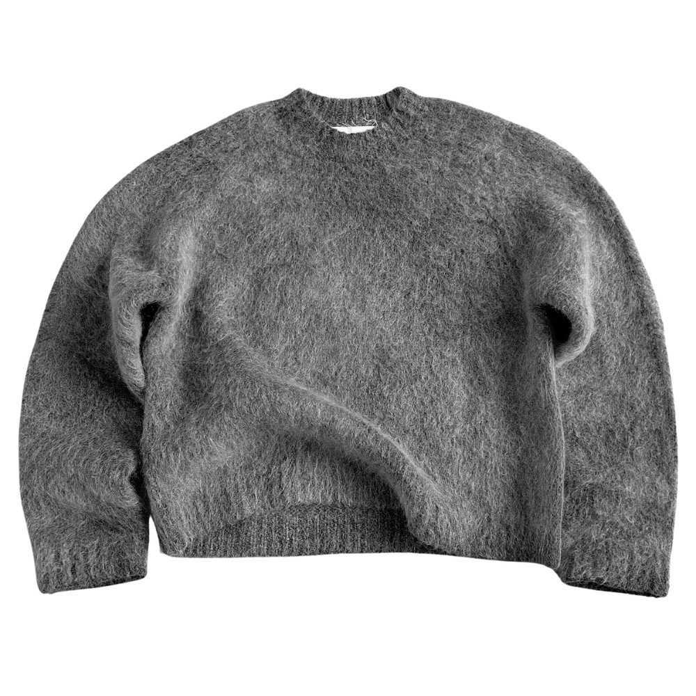 Soft Mohair Knit Sweater With Reversible Textures-My Comfy Blouse