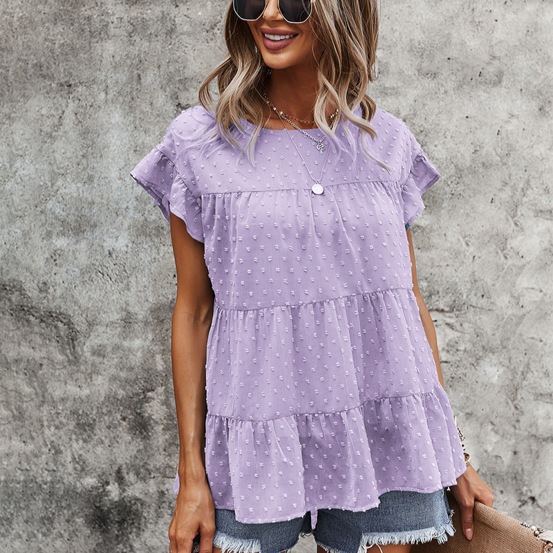 Multi Layered Frilled Short Sleeve Blouse-My Comfy Blouse