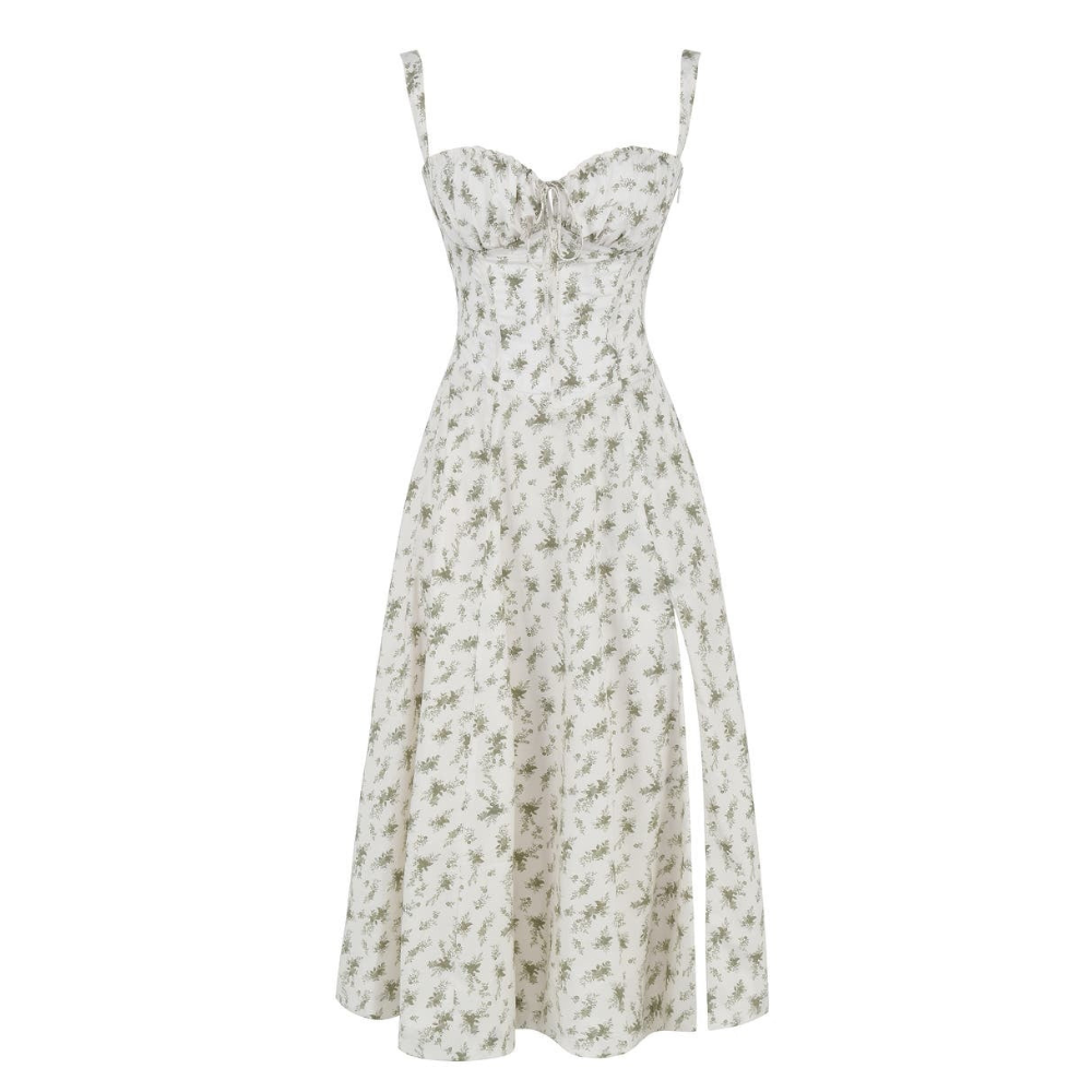 Floral Bustier Midriff Waist Shaper Dress