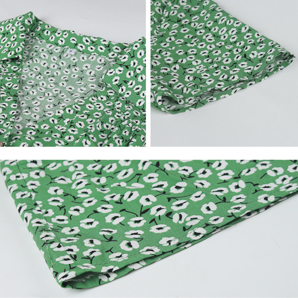 V-Neck Waist Belt Floral Print Maxi Dress-My Comfy Blouse