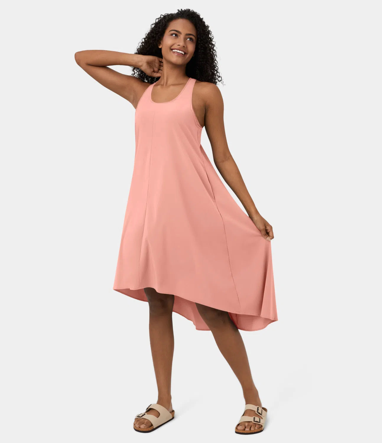 Midi Casual Dress With Backless Racerback And Side Pocket-My Comfy BlouseMidi Casual Dress With Backless Racerback And Side Pocket - Image 35