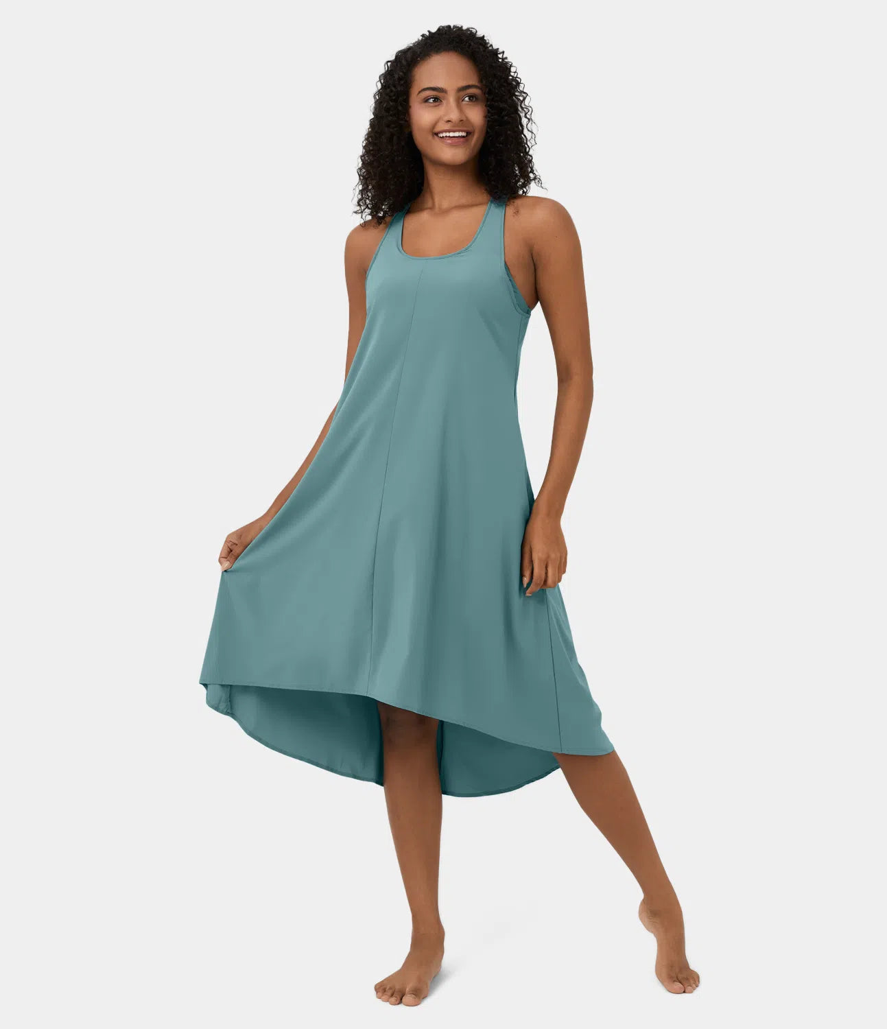 Midi Casual Dress With Backless Racerback And Side Pocket-My Comfy BlouseMidi Casual Dress With Backless Racerback And Side Pocket - Image 6