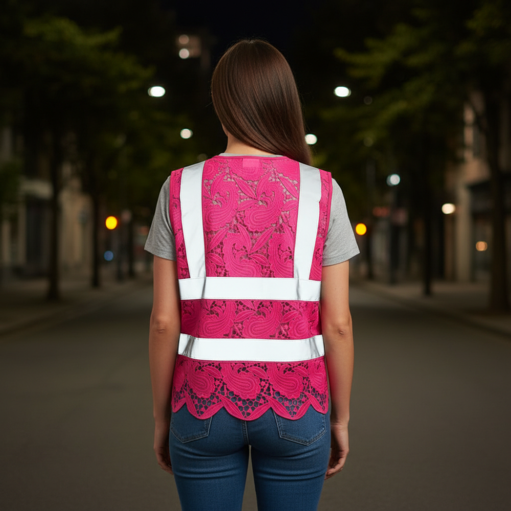 Lace Reflective Vest With Zipper