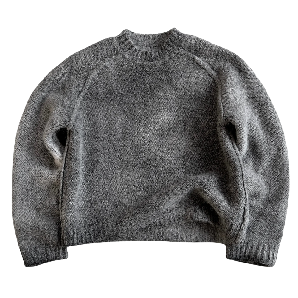 Soft Mohair Knit Sweater With Reversible Textures-My Comfy Blouse