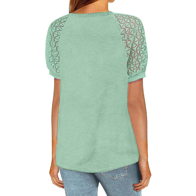 Laced Short Sleeves Blouse-My Comfy Blouse
