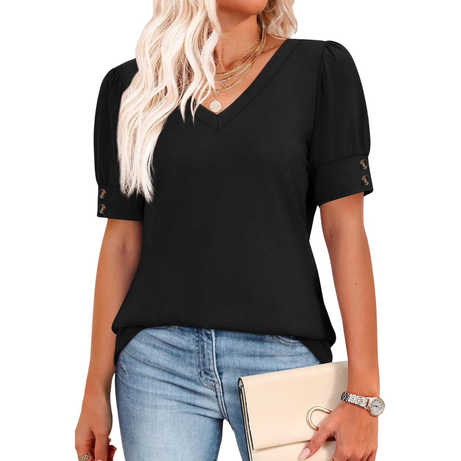 Women Tops Short Sleeve Shirts Buttons Spring Fashion Summer Outfits Blouses Dressy Casual