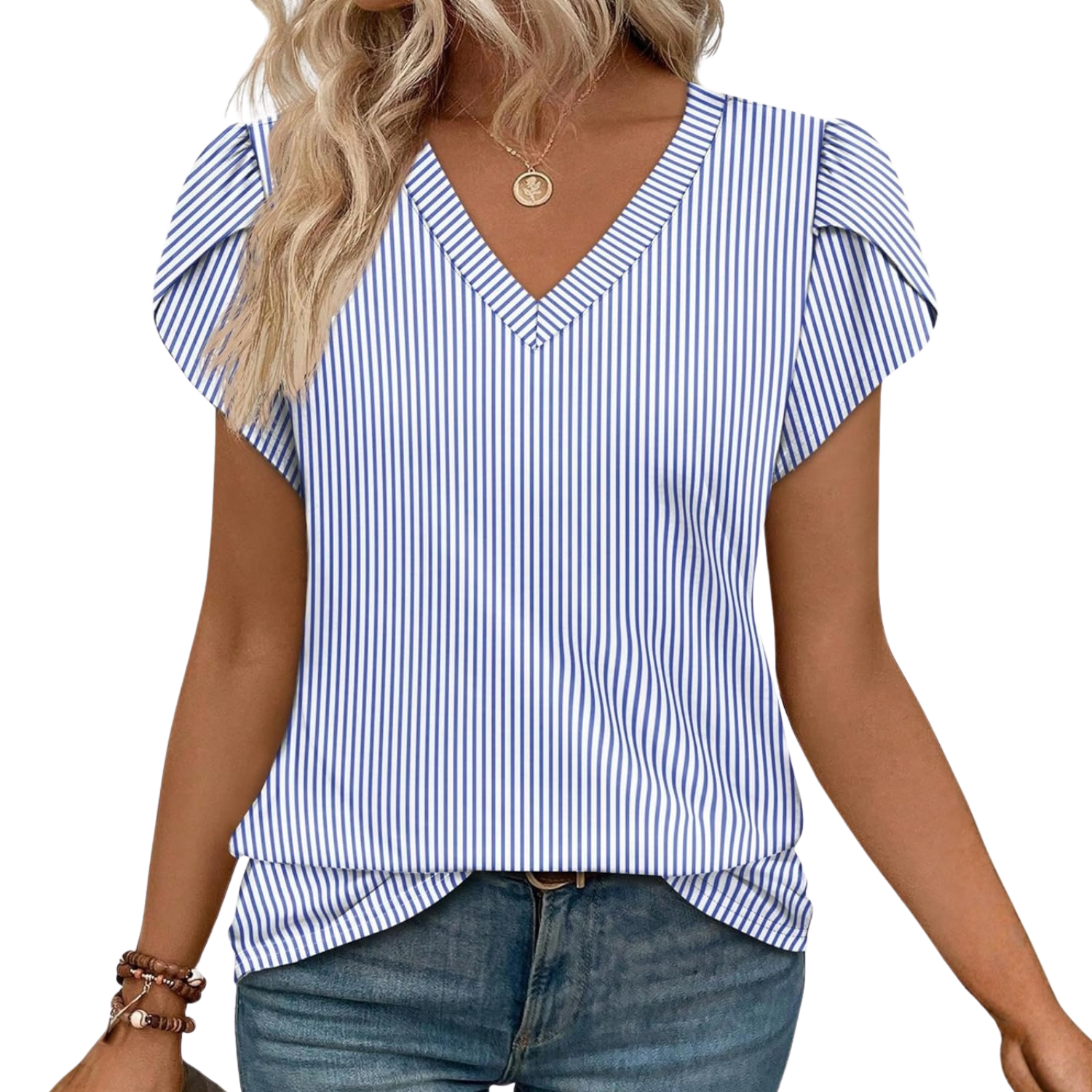 Women Tops Dressy Casual Petal Sleeve Summer Spring Short Sleeve Shirts Work Business Vacation Clothes