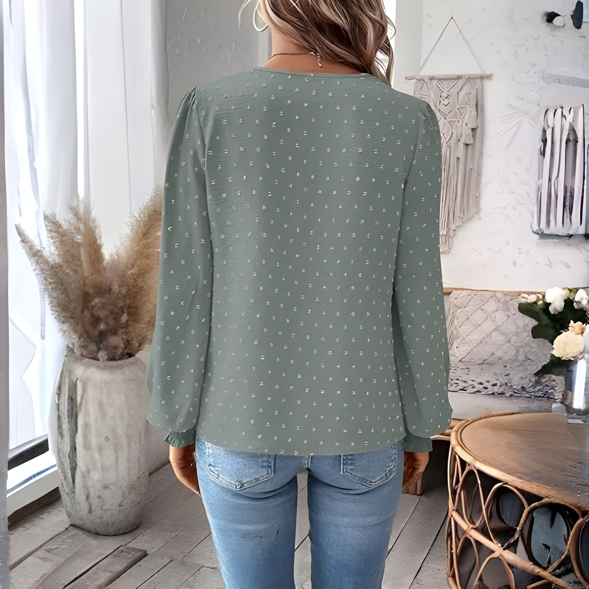Womens Casual Boho Style Embroidered Long Sleeve Fashion Blouse