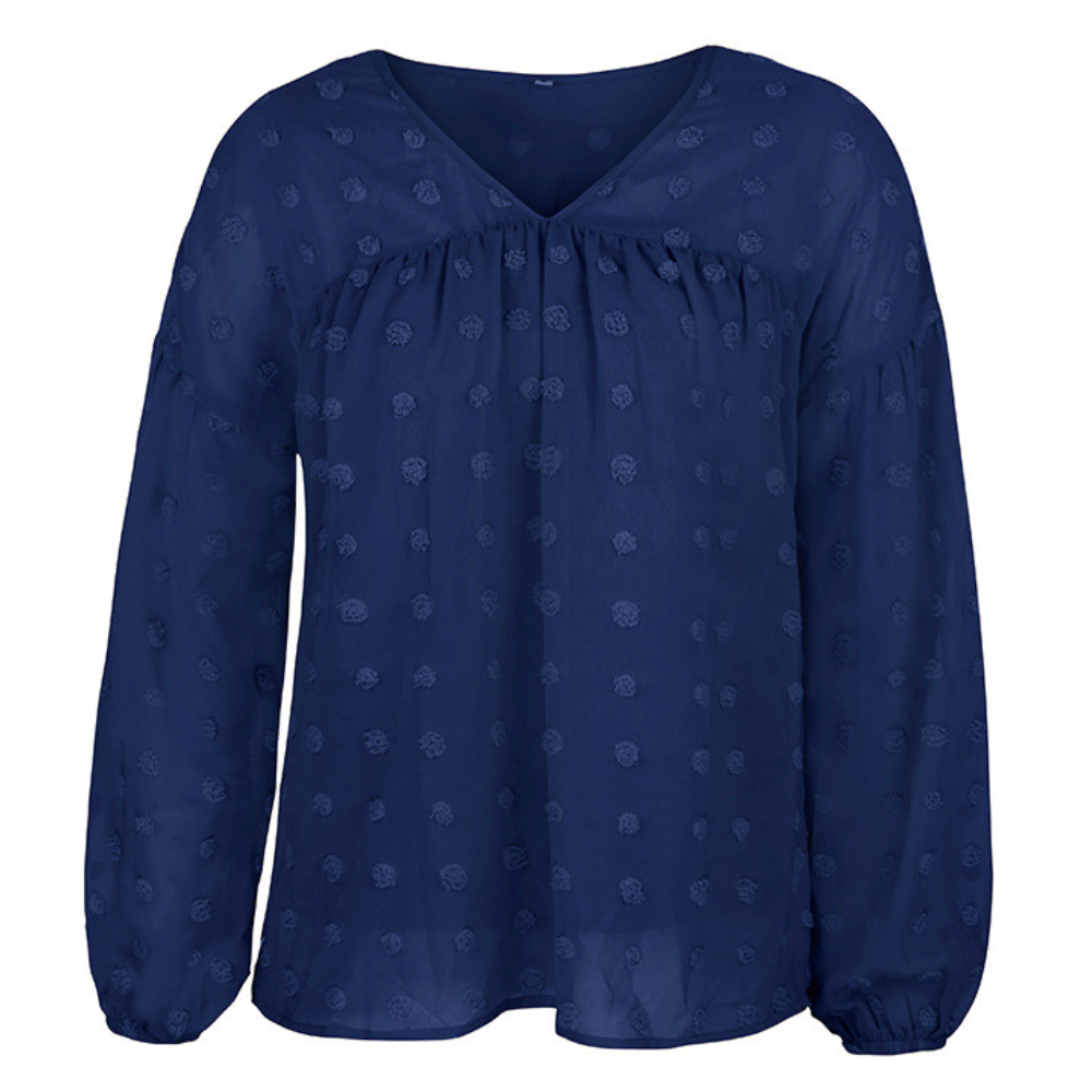 V-Neck Polka Dots Ruffled Blouse-My Comfy Blouse