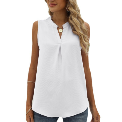 Sleeve Less Semi Formal Shirt-My Comfy Blouse