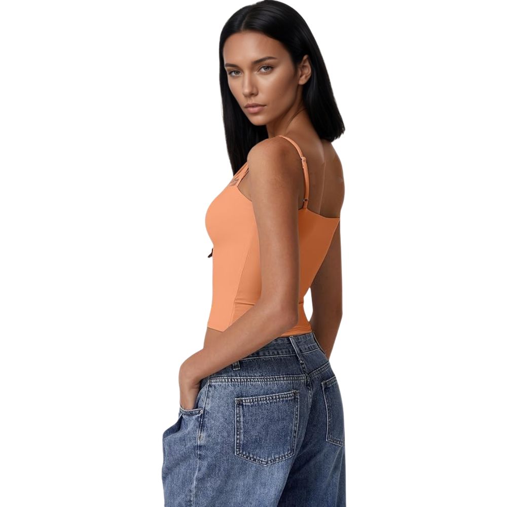 Double Lined Basic Tank Top Adjustable Spaghetti Straps Sleeveless