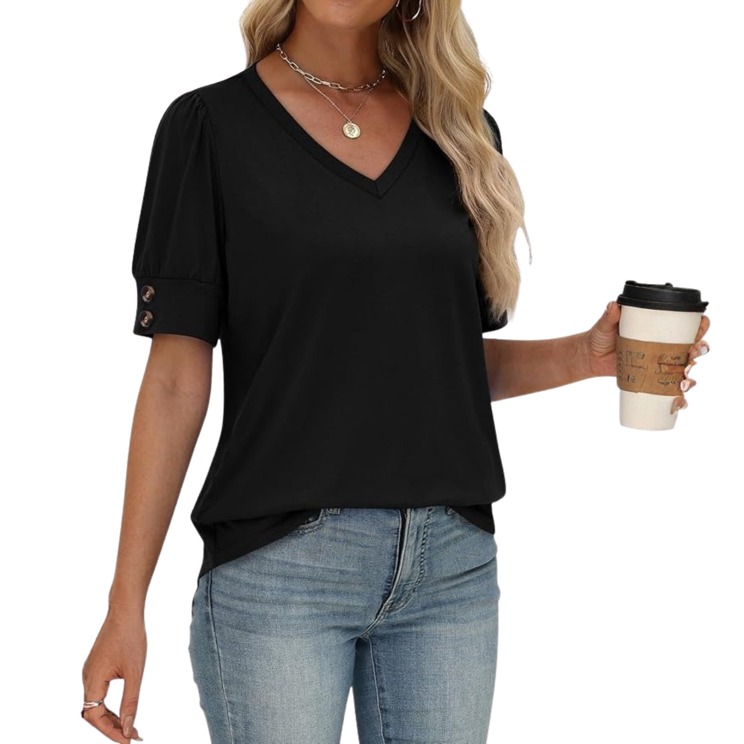 Women Tops Short Sleeve Shirts Buttons Spring Fashion Summer Outfits Blouses Dressy Casual