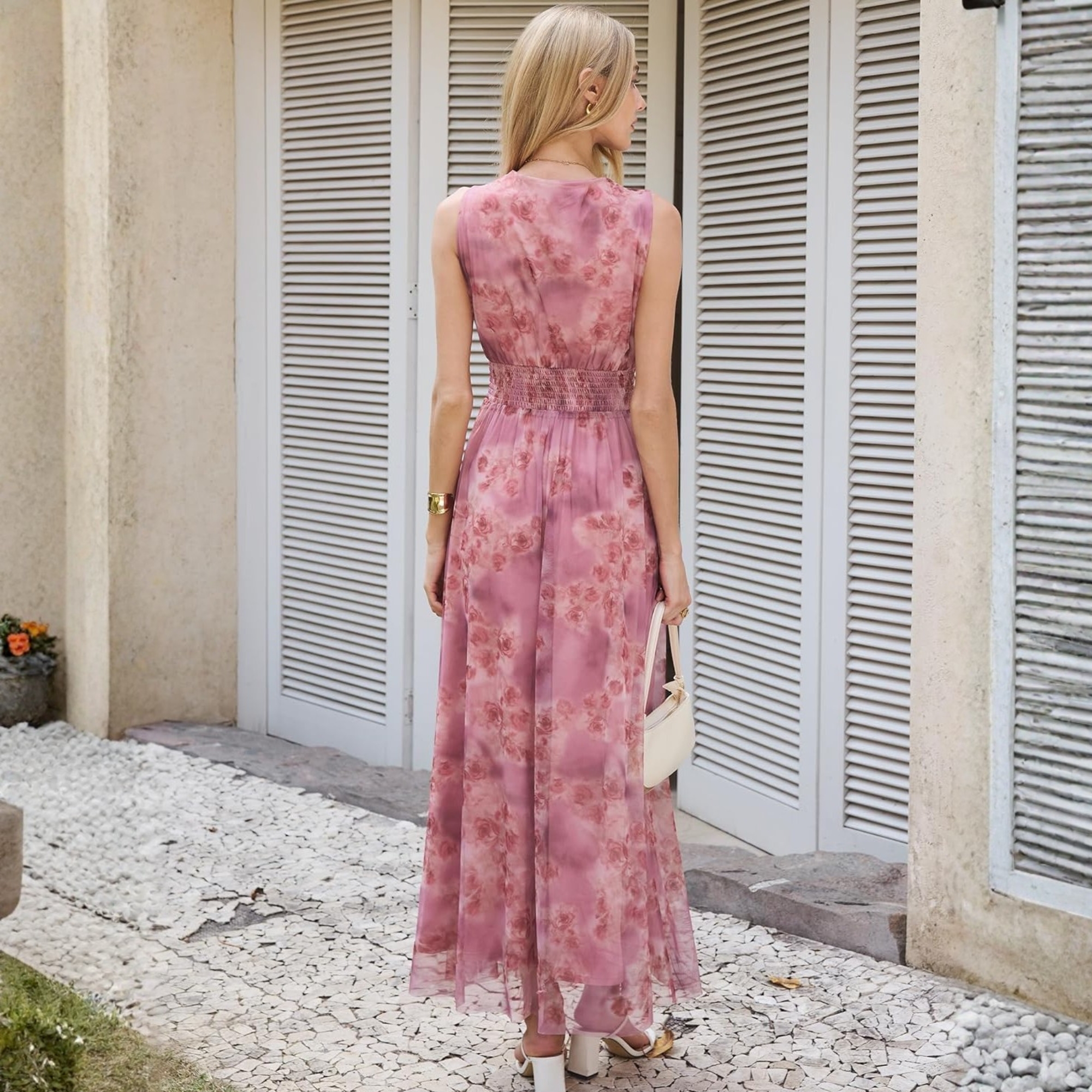 Elegant Women Floral Tulle Maxi Dress For Summer Wedding
