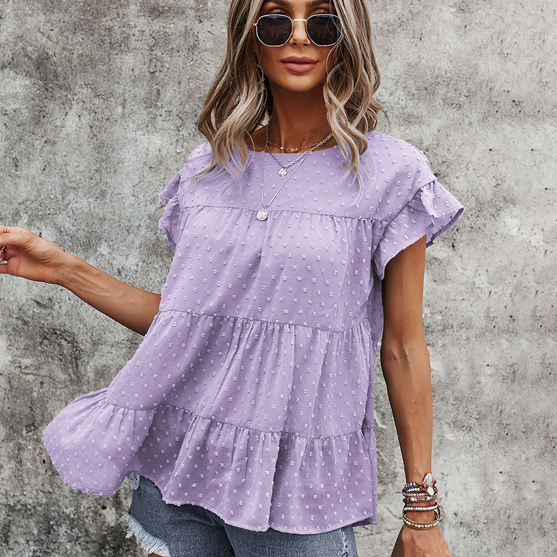 Multi Layered Frilled Short Sleeve Blouse-My Comfy Blouse