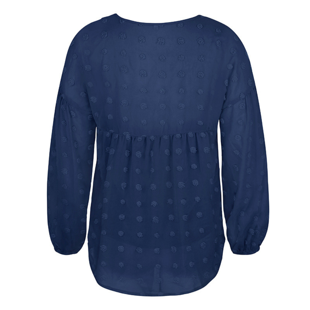 V-Neck Polka Dots Ruffled Blouse-My Comfy Blouse