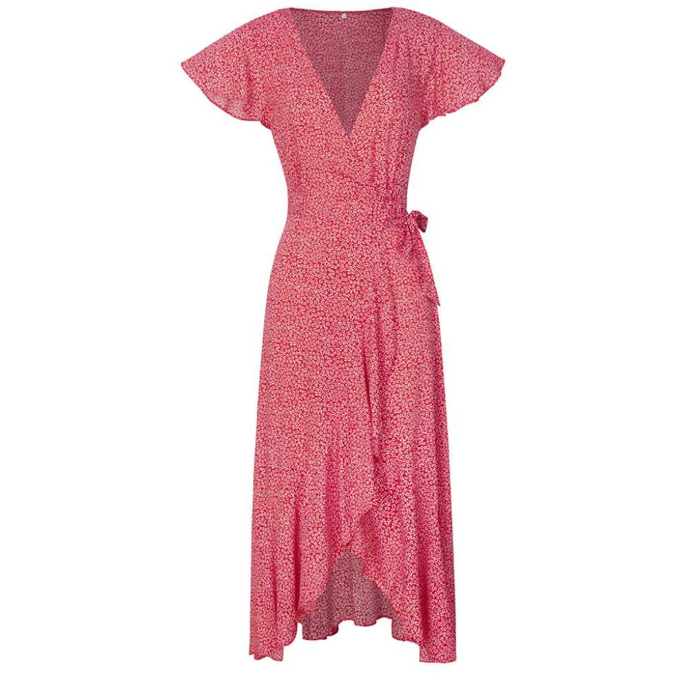 Wrapped Around Ruffled Boho Floral Print Maxi Dress-My Comfy Blouse