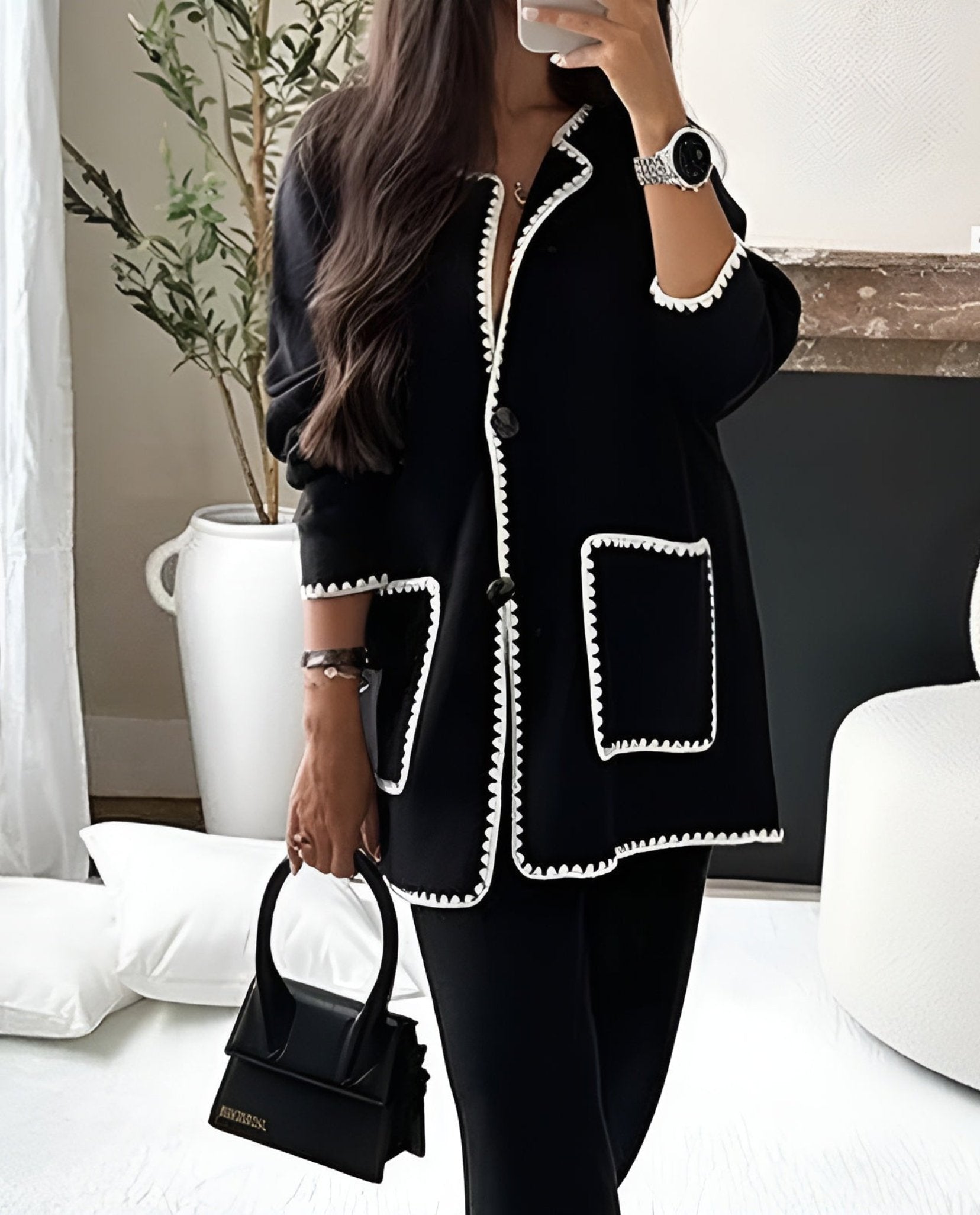 Long Sleeve Jacket And Pants Set-My Comfy Blouse