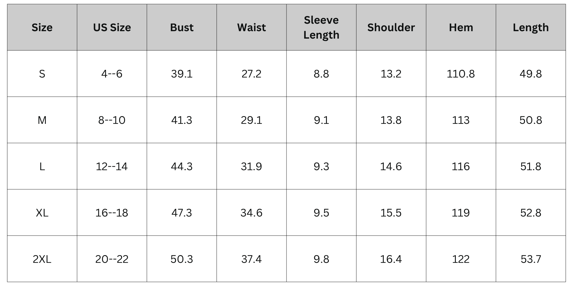 Size Chart