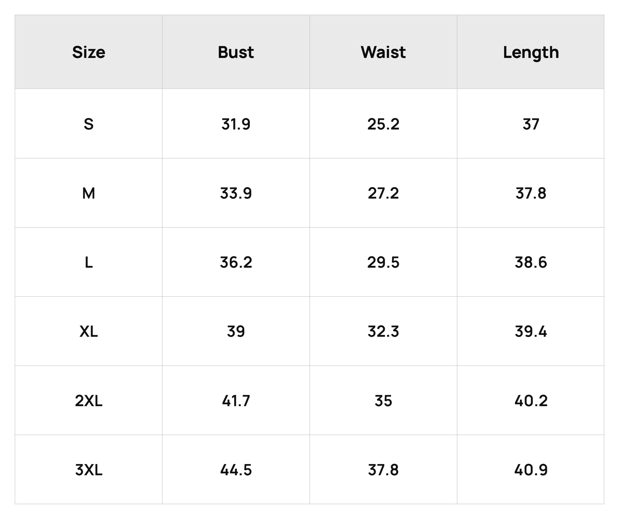 Size Chart
