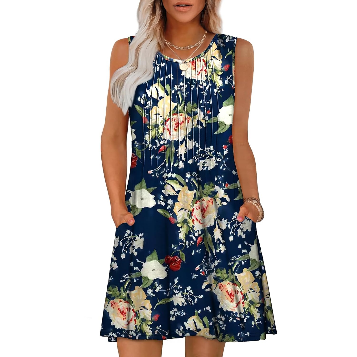 Casual Loose Sleeveless Beach Crew Dress For Women