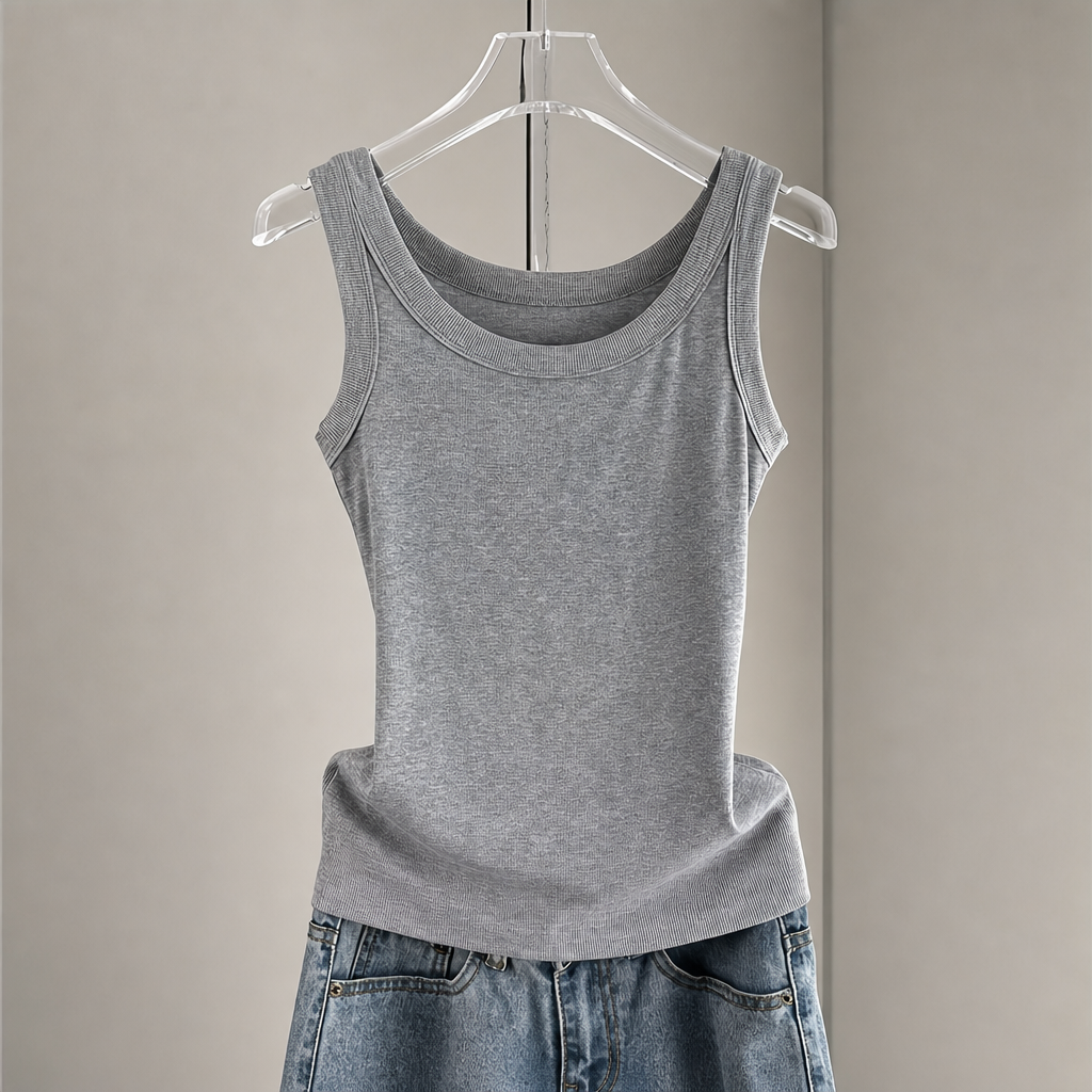 Casual Versatile Formal Sleeveless Ribbed Solid Vest For Women