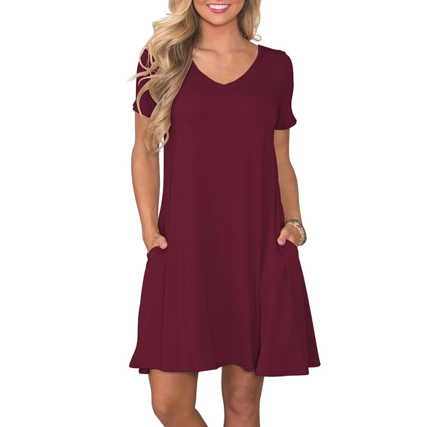 Casual Short Summer Sleeve Dress With Pockets For Women