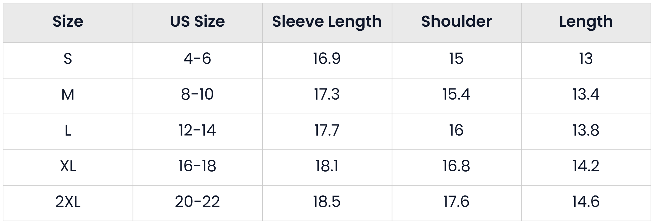 Size Chart for Floral Lace Bolero Shrug Cardigan For Women