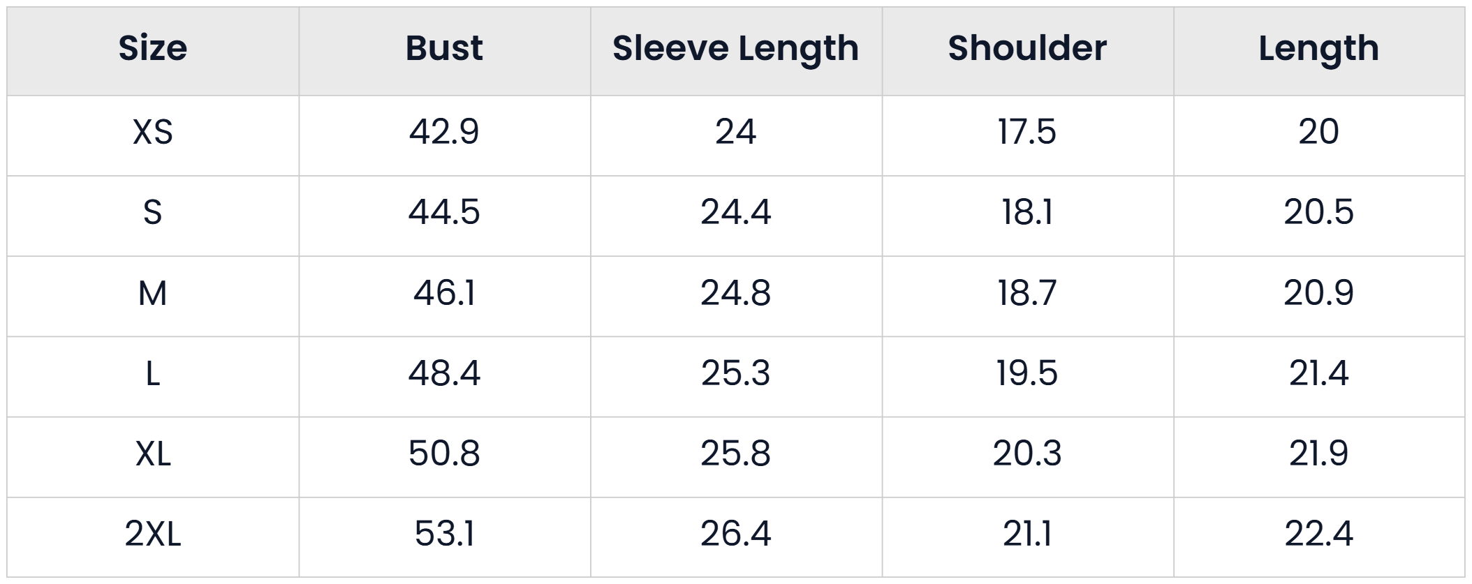Size Chart for Casual Lightweight Zip Up Bomber Coat For Women