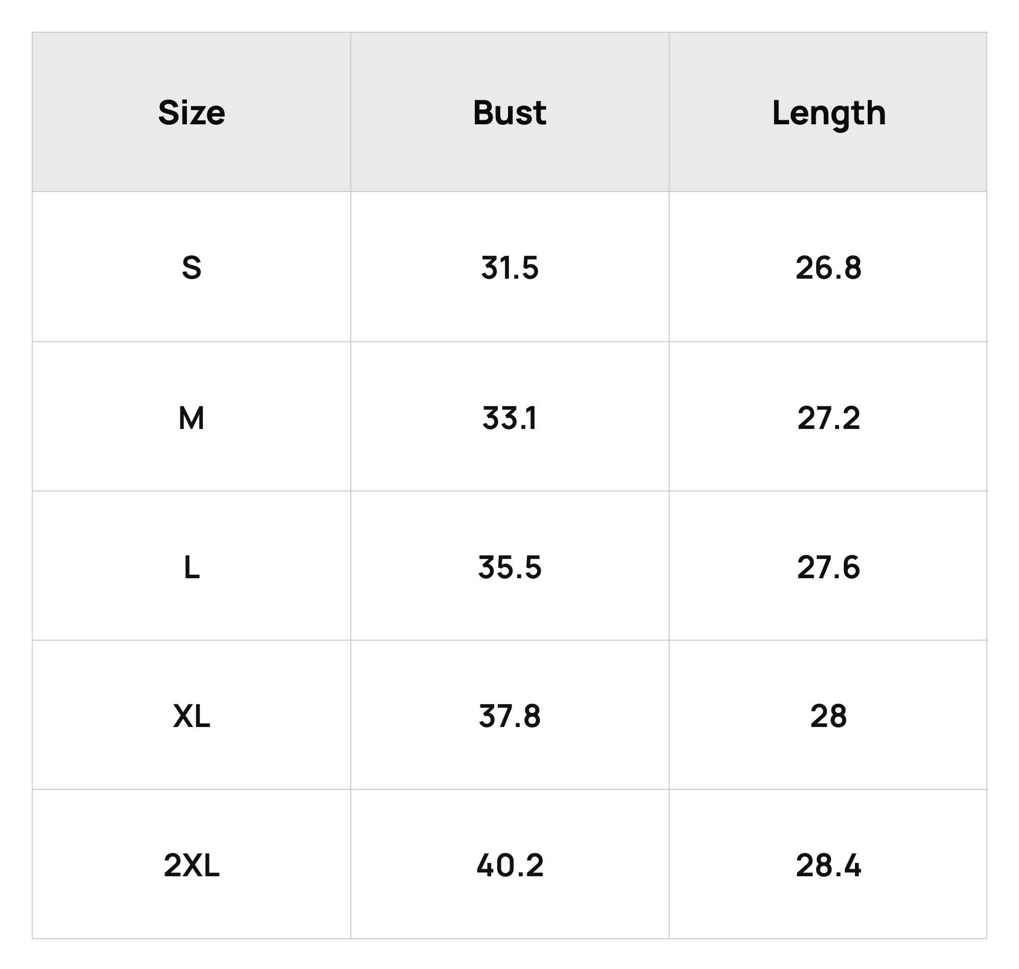 Size Chart