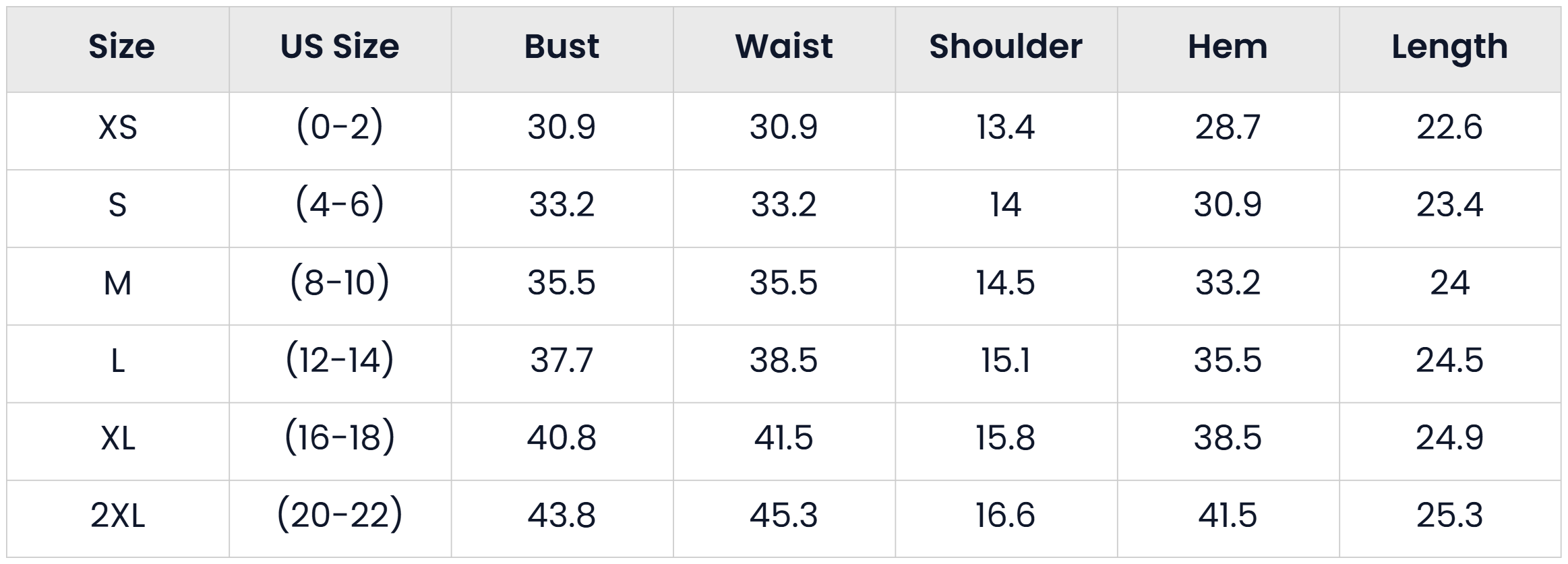 Size Chart for Soft Lightweight Sweater For Everyday Outfits For Women