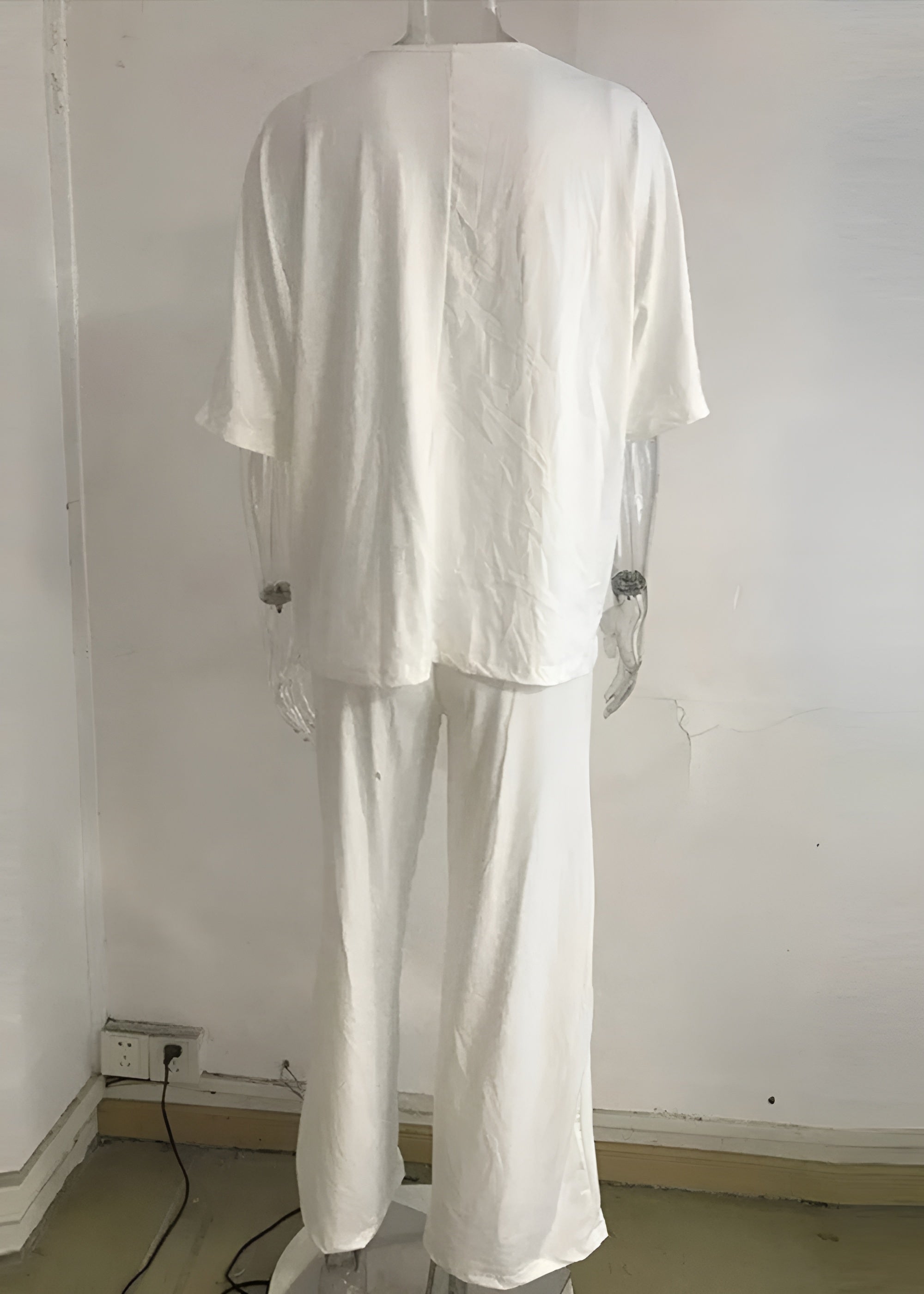 Fashionable Short Sleeve T Shirt And Straight Pant Set-My Comfy Blouse