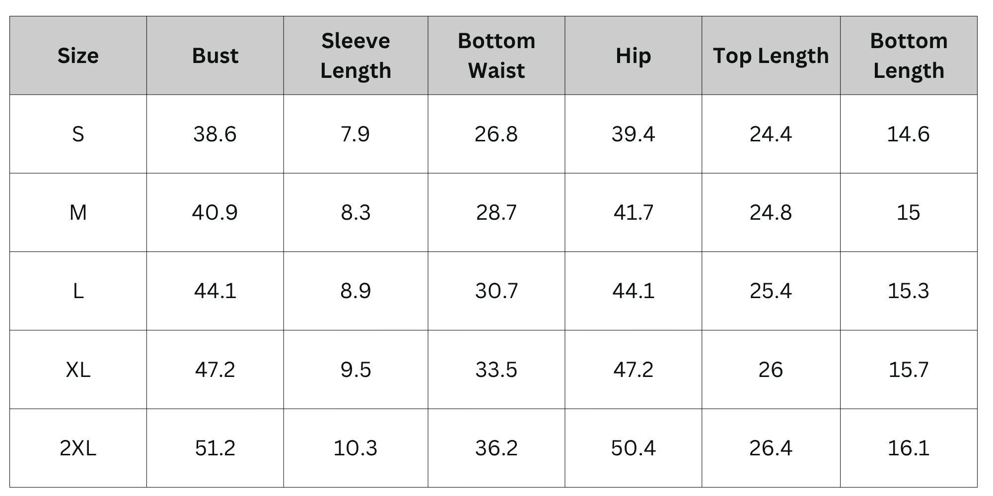 Size Chart