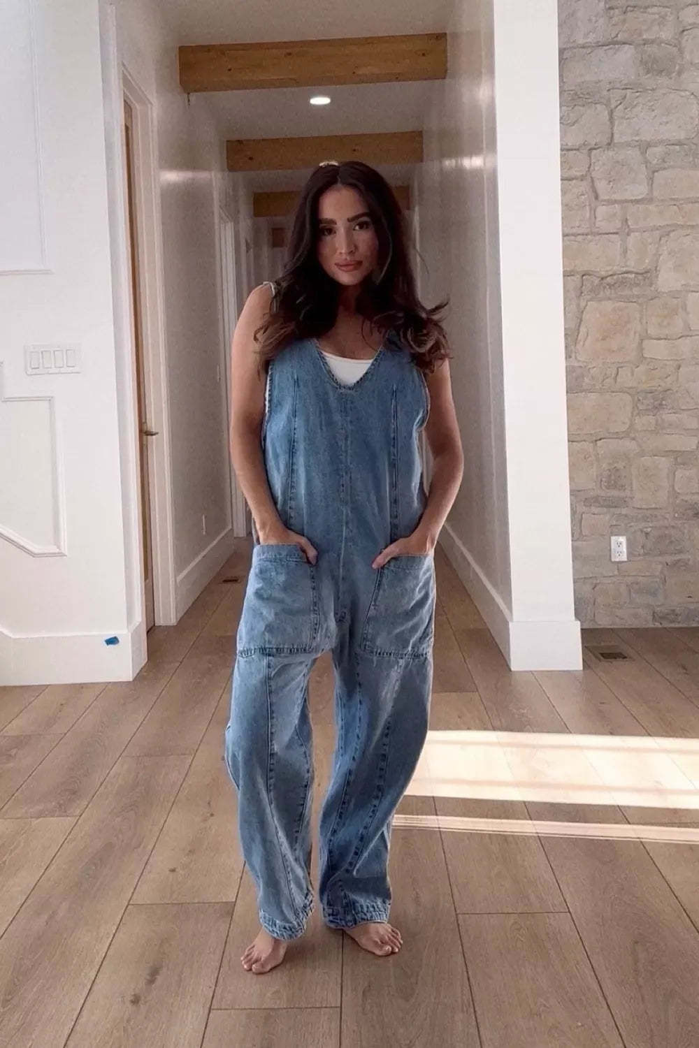 Denim Jumpsuit With Pockets