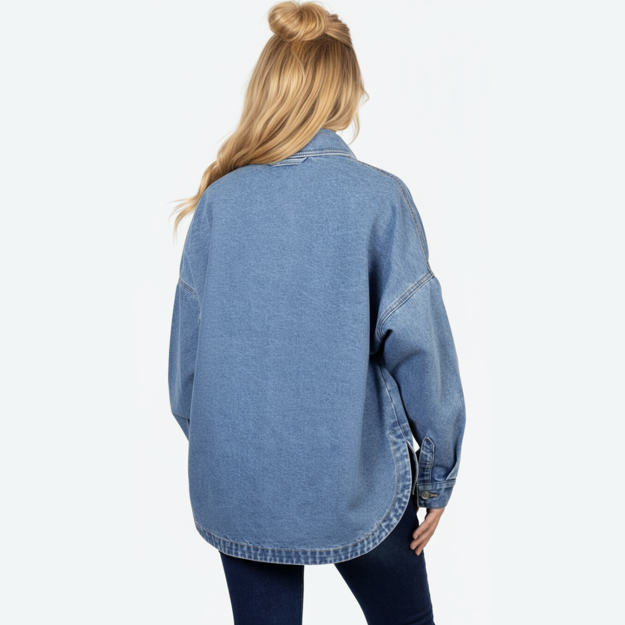 Casual Button Front Denim Jacket For Women