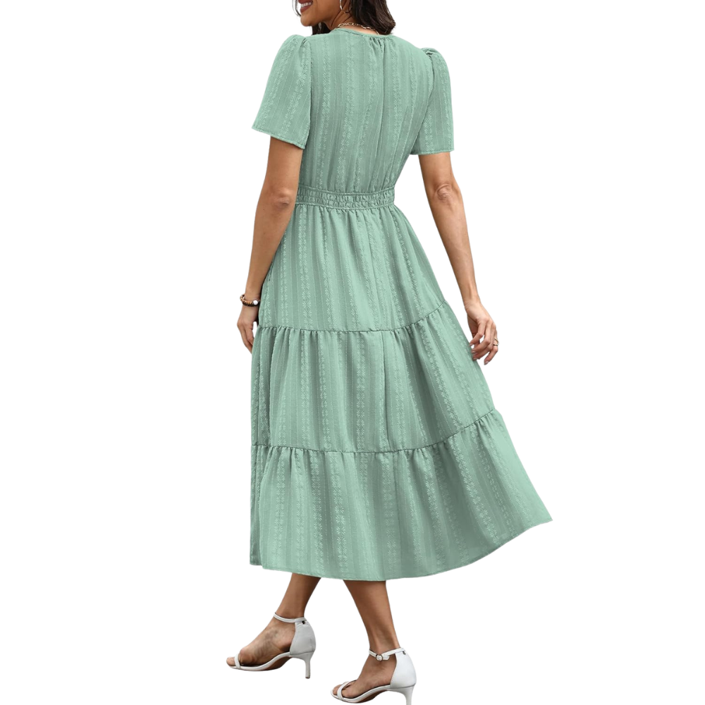 Casual And Short Sleeve V Neck Midi Maxi For Women