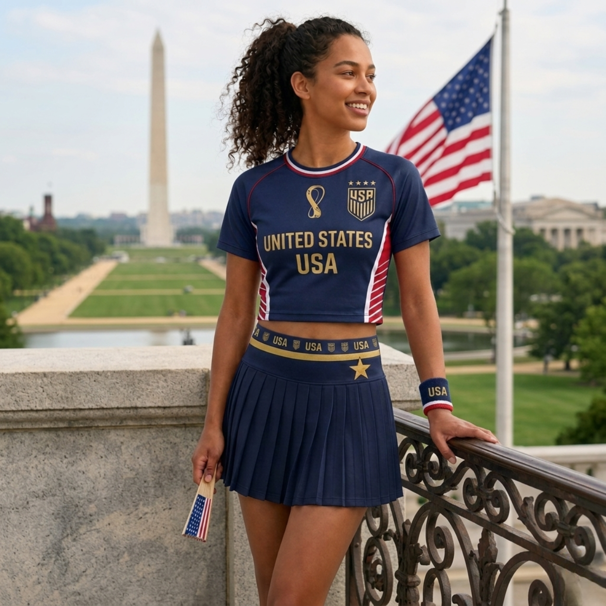 FIFA 2026 United States Football Themed Two Piece Skirt Set For Women