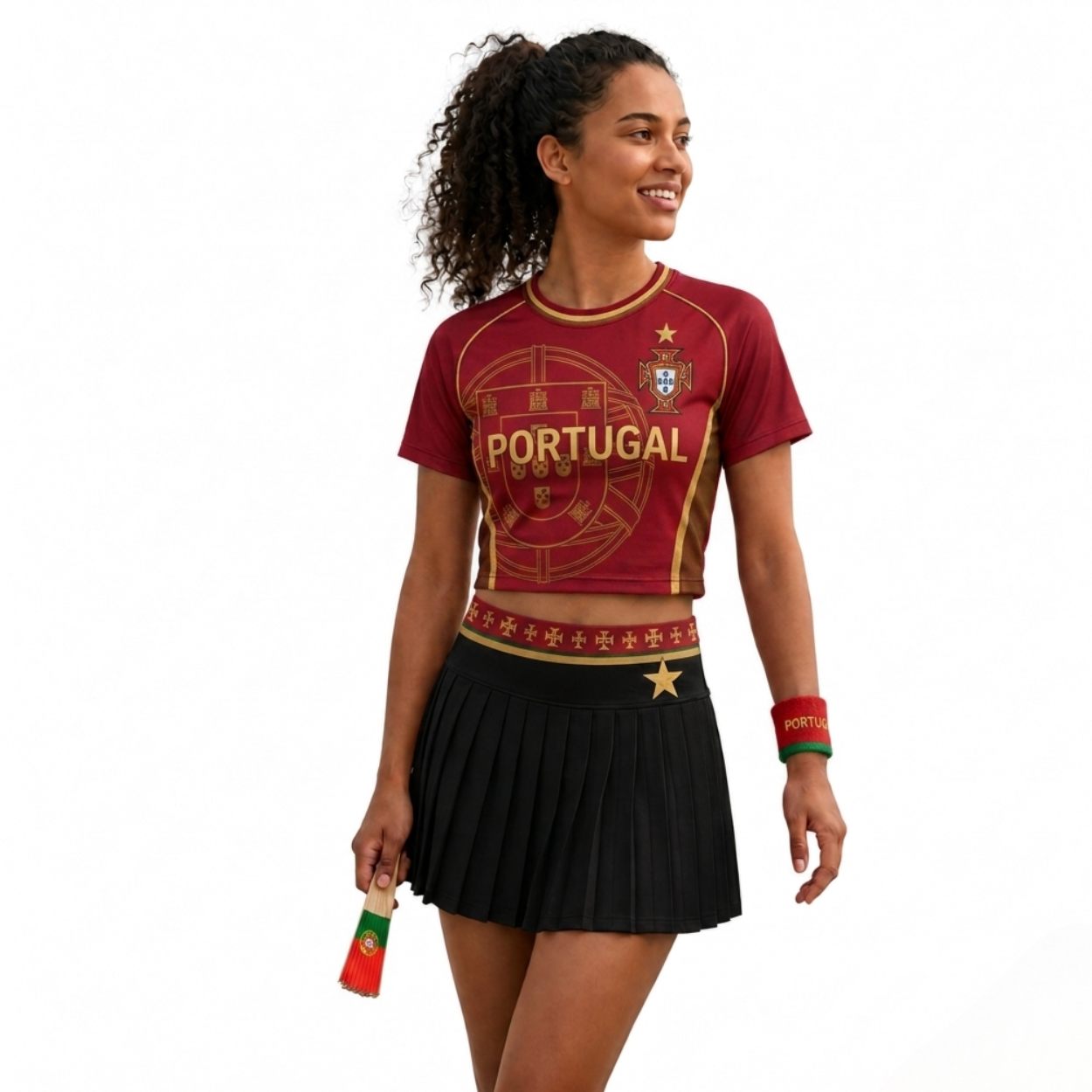 FIFA 2026 Portugal Football Themed Two Piece Skirt Set For Women