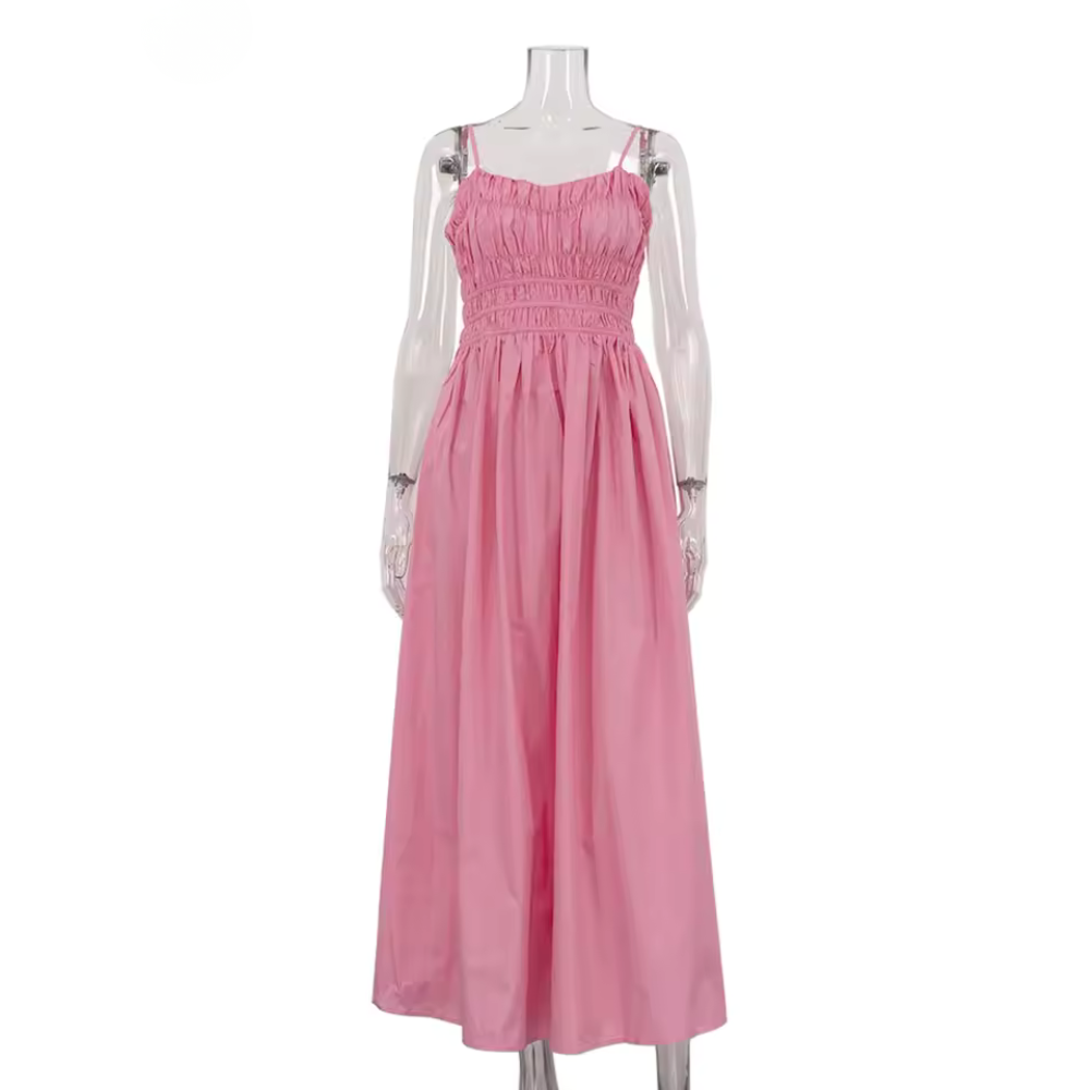 Casual High Rise Spaghetti Strap Open Back Dress For Women
